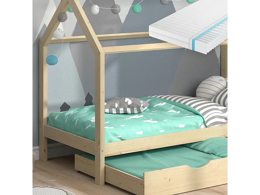 House bed natural wood 208x96x148 wiki