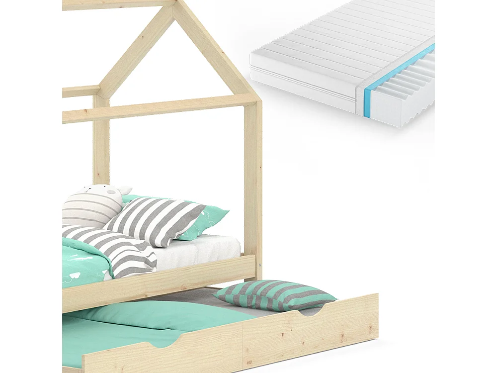 House bed natural wood 208x96x148 wiki