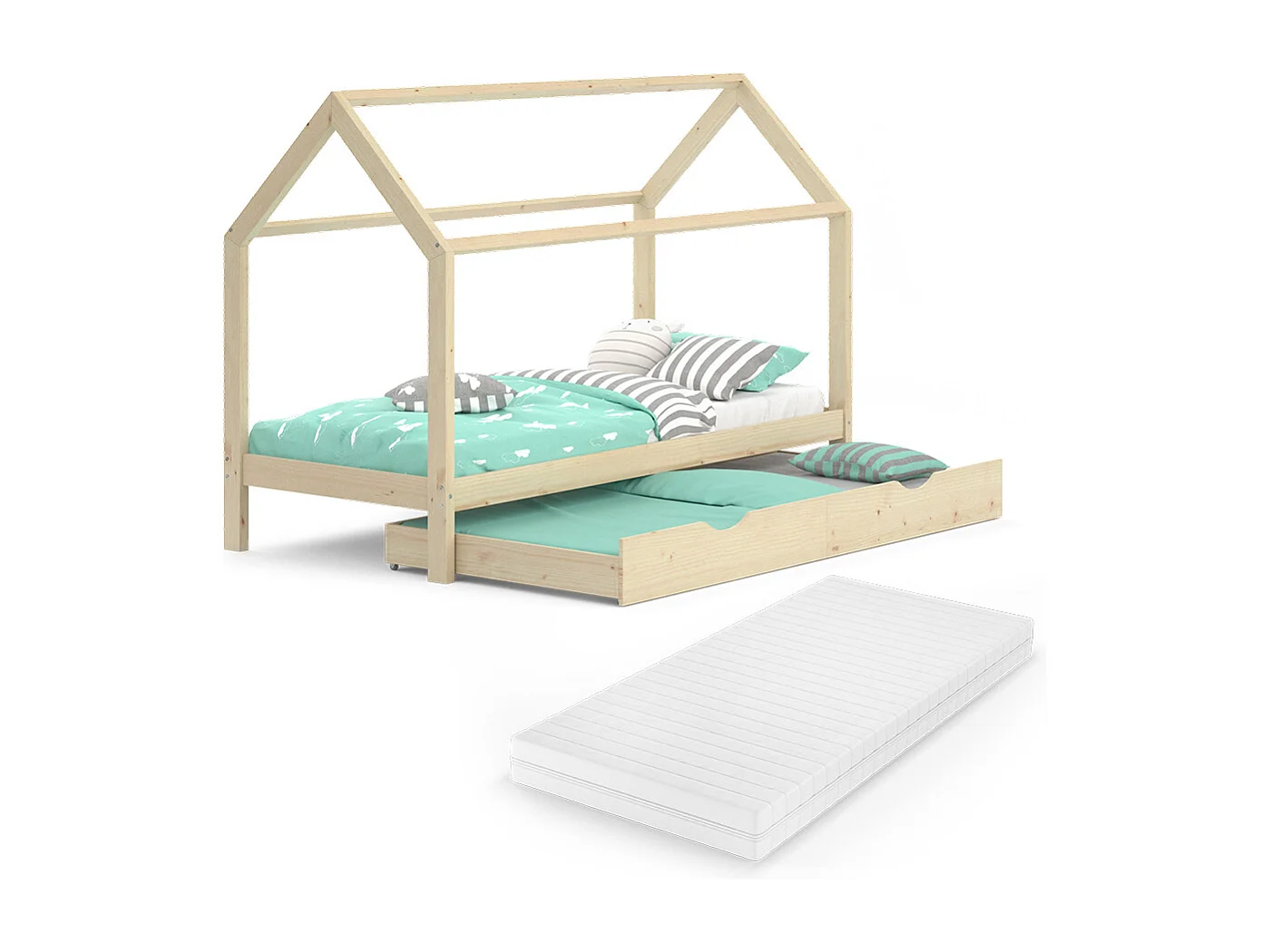 House bed natural wood 208x96x148 wiki