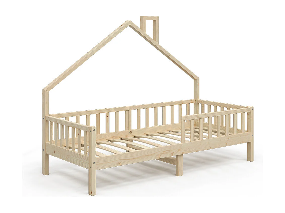 Lit de maison naturel bois 208x93x155 noemi