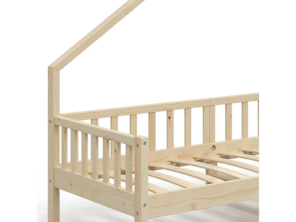 Lit de maison naturel bois 208x93x155 noemi