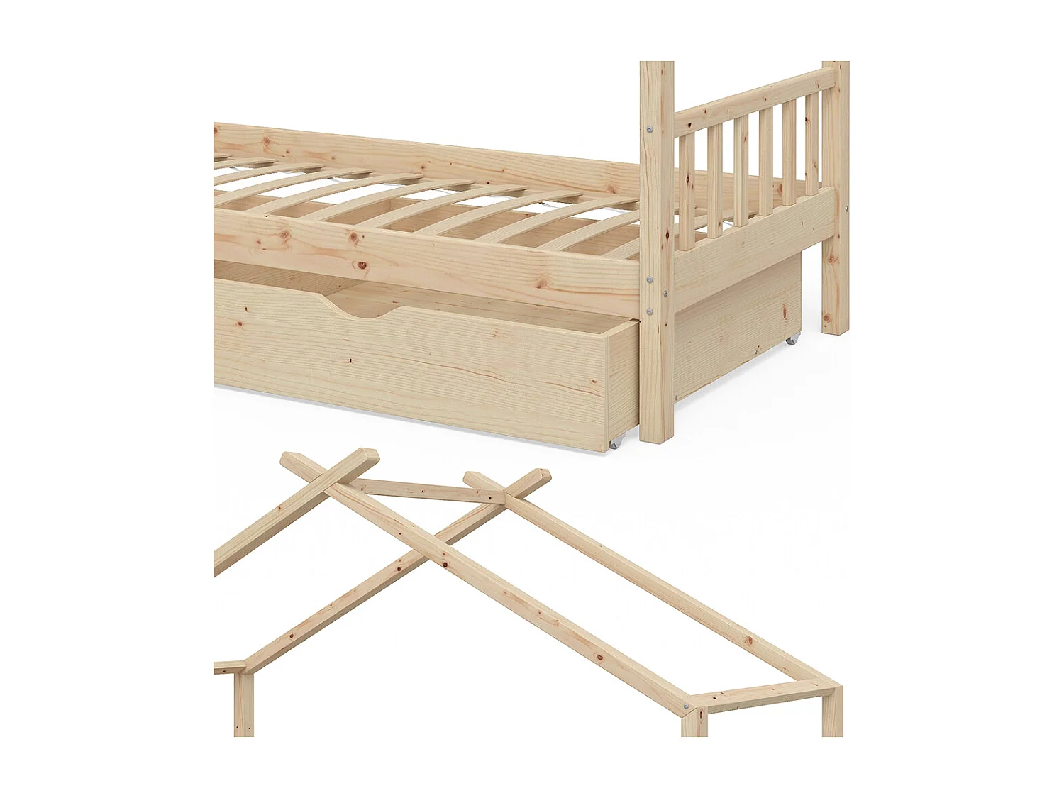 Hausbett naturholz 208x97x148 design