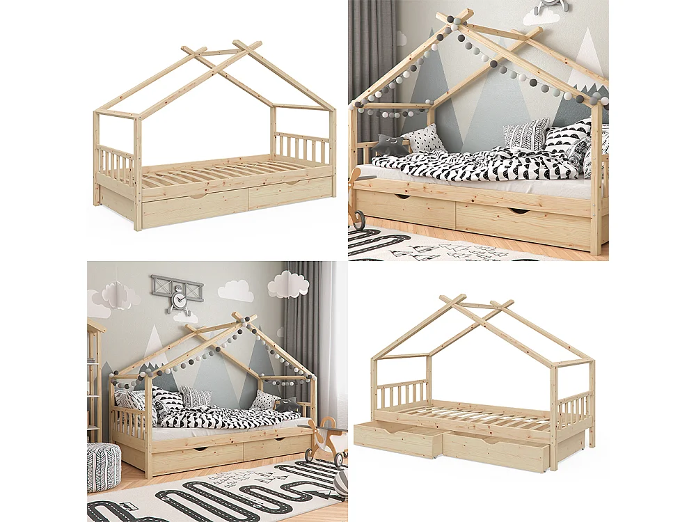 Hausbett naturholz 208x97x148 design