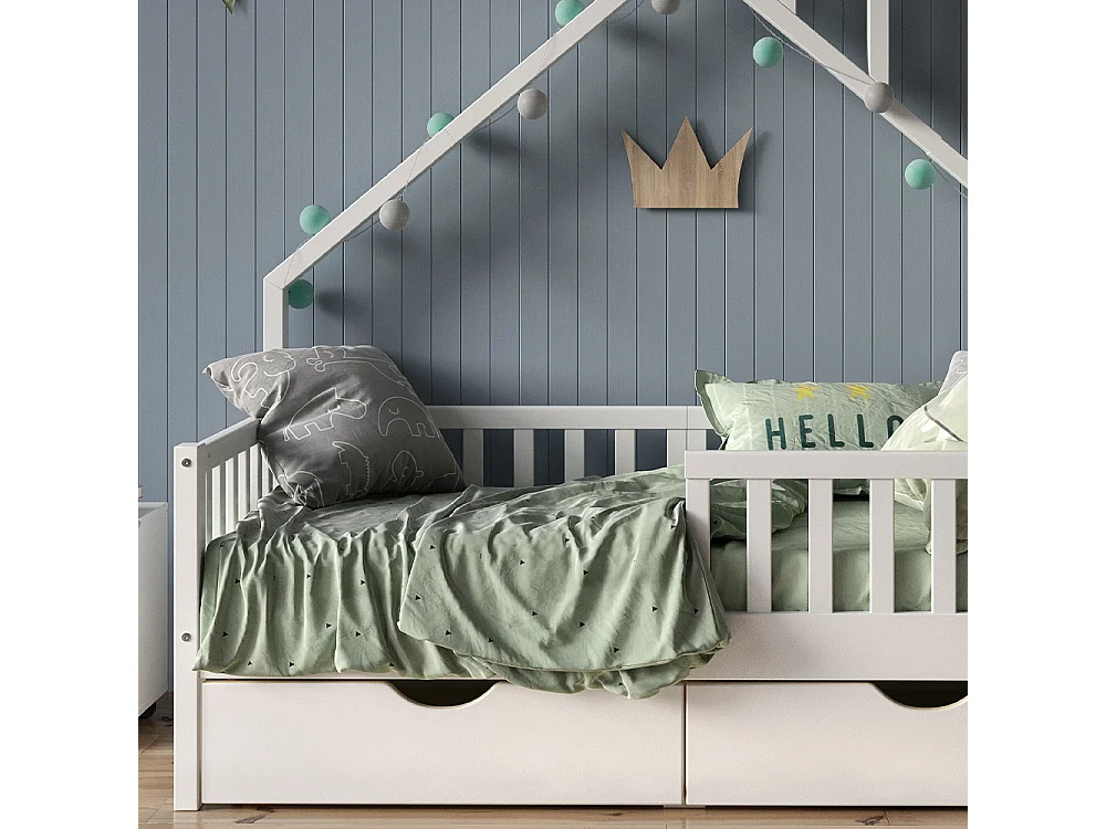 Lit cabane blanc 168x83x155 noemi