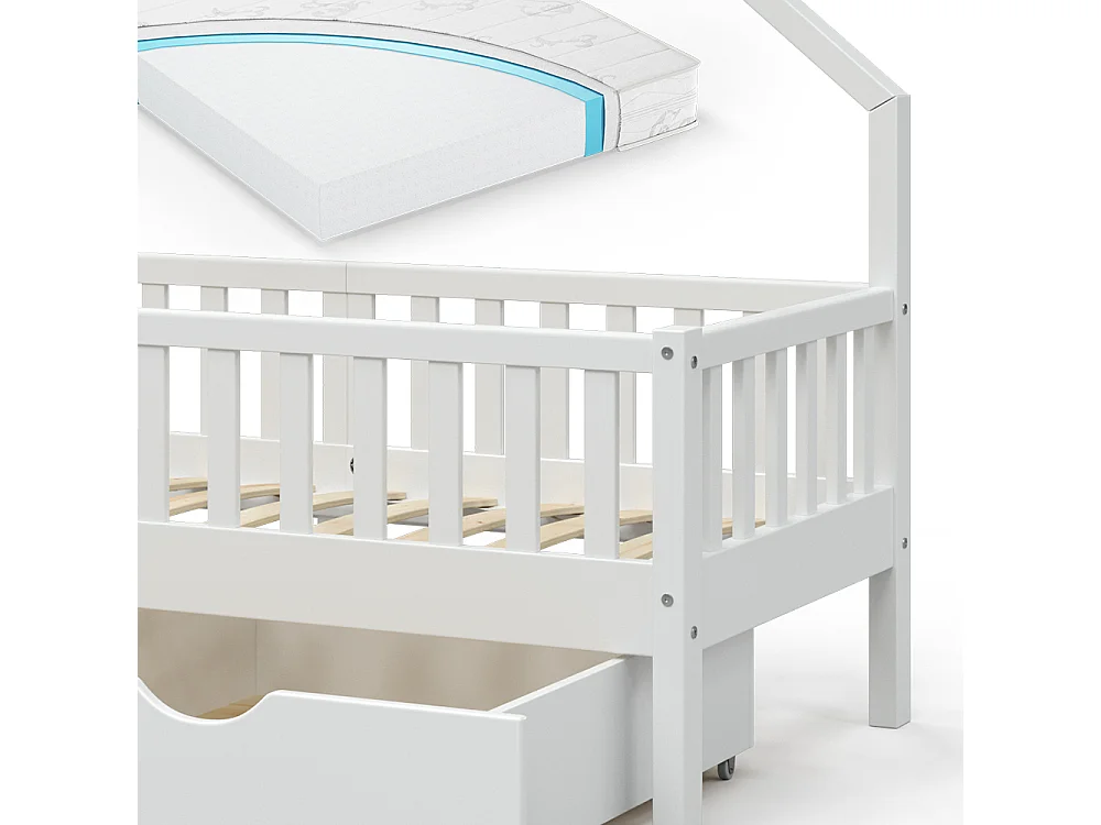 Lit cabane blanc 168x83x155 noemi