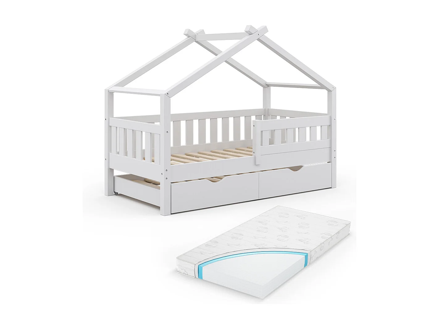 Hausbett weiß 167.6x87.6x133.6 design