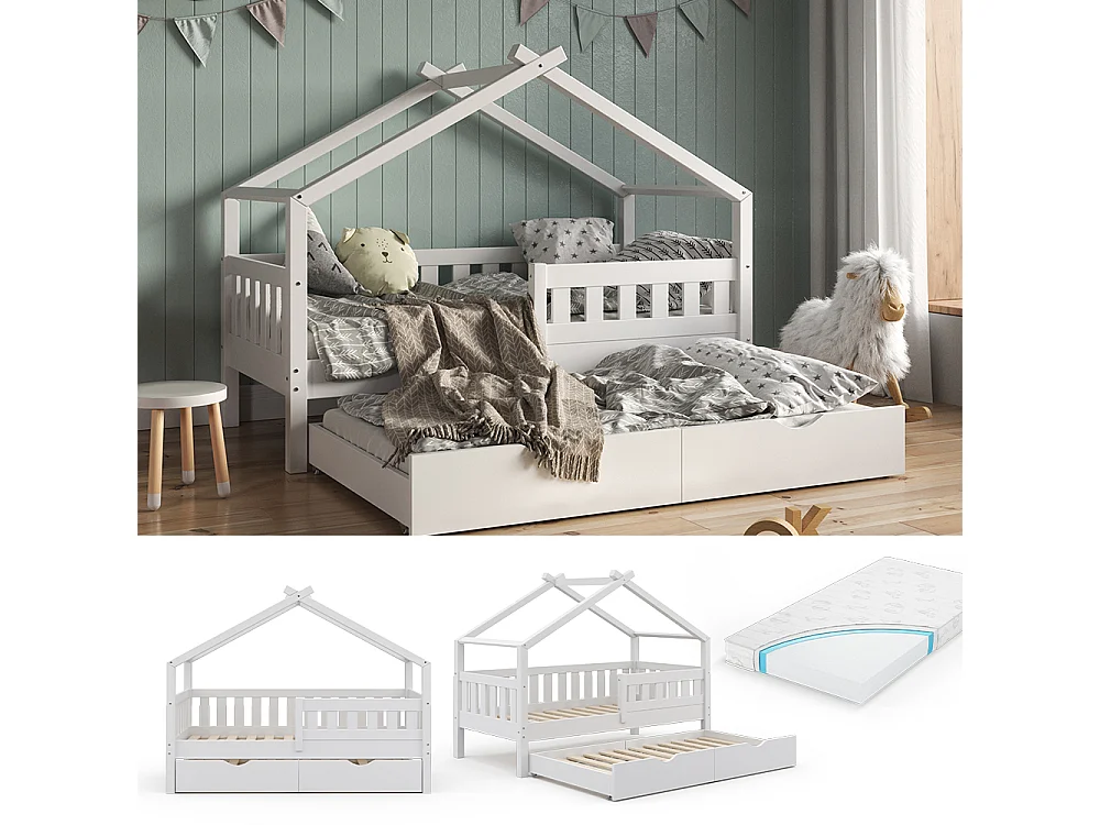 Hausbett weiß 167.6x87.6x133.6 design