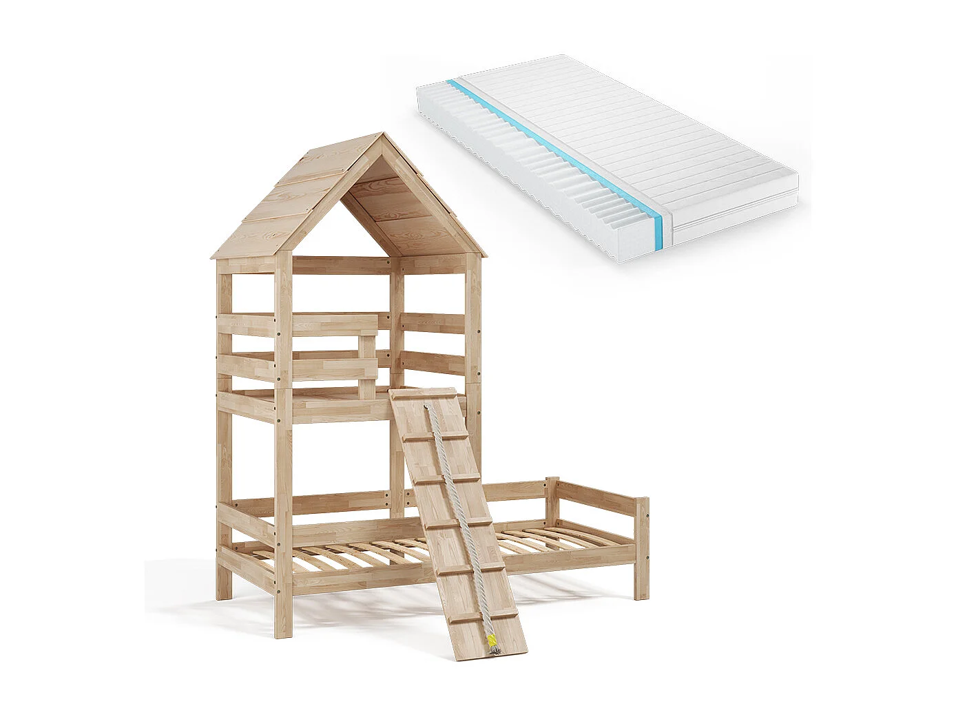 Hausbett naturholz 208x108x235 teddy