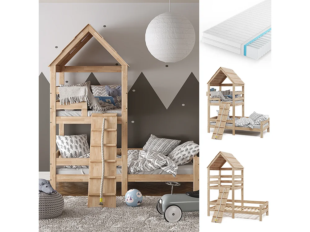 Hausbett naturholz 208x108x235 teddy