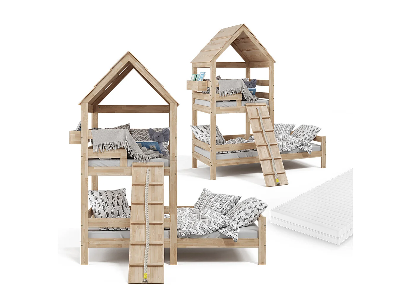 Hausbett naturholz 208x108x235 teddy