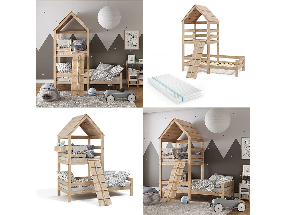 Hausbett naturholz 208x108x235 teddy