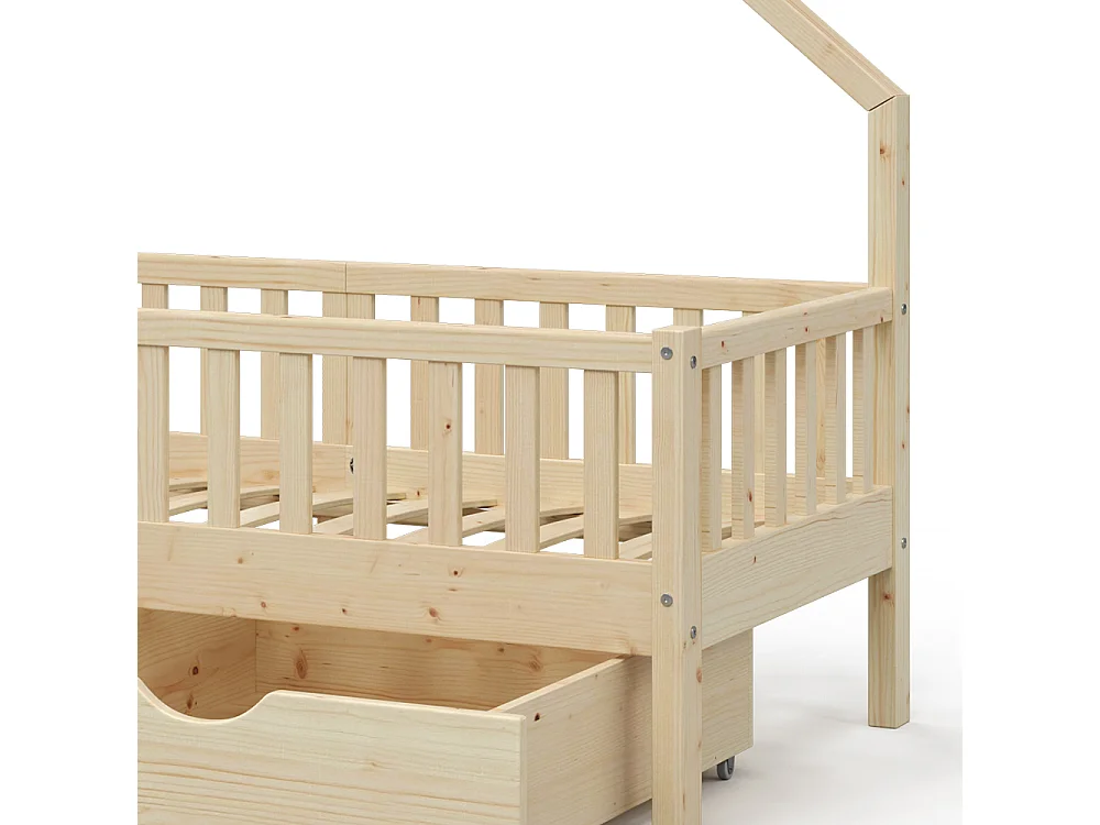 Lit cabane naturel bois 168x83x155 noemi