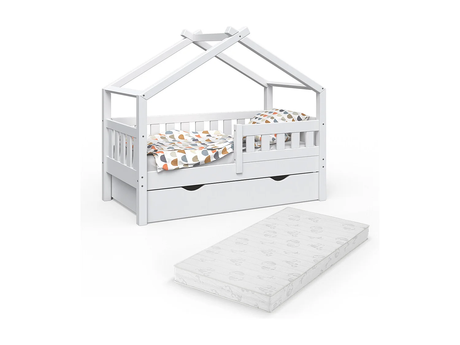 Lit cabane blanc 147.6x77x127.9 design