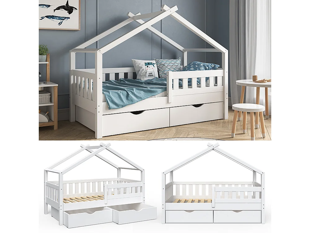 Lit cabane blanc 167.6x87.6x133.6 design