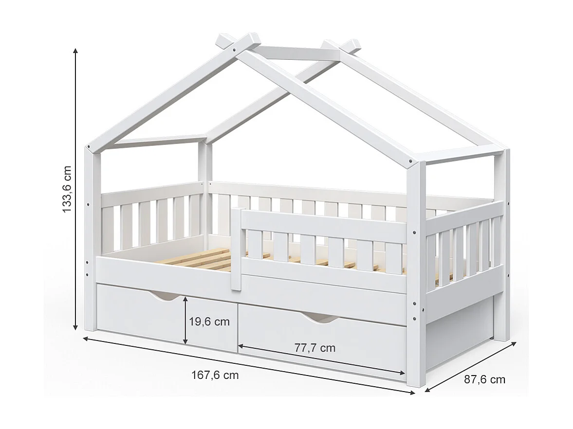 Lit cabane blanc 167.6x87.6x133.6 design