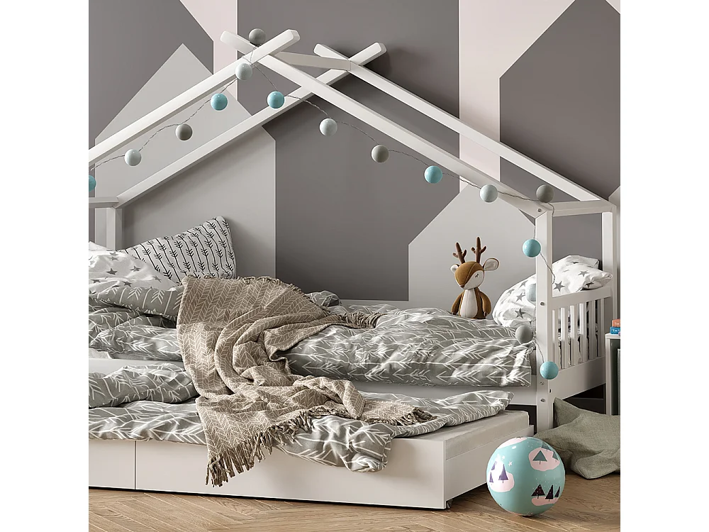 Lit cabane blanc 208x97x148 design