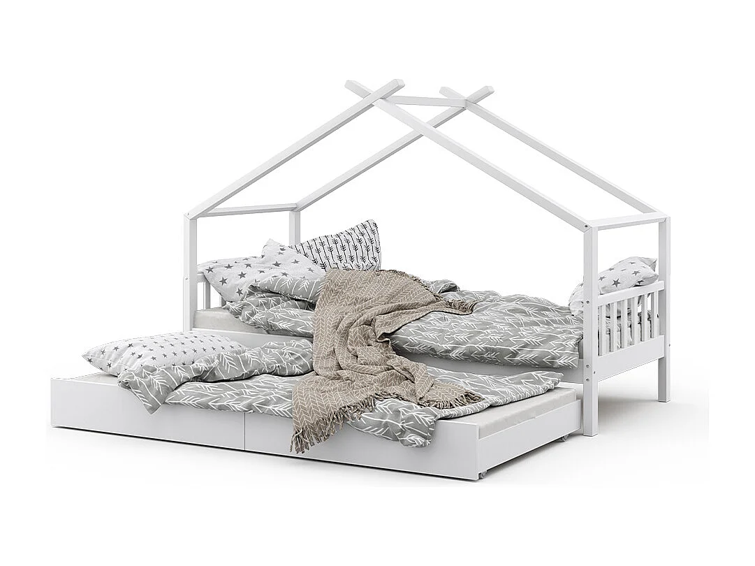 Lit cabane blanc 208x97x148 design