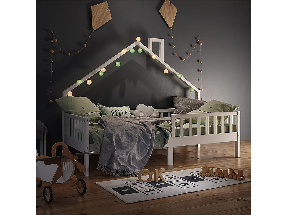 Lit cabane blanc 208x93x155 noemi