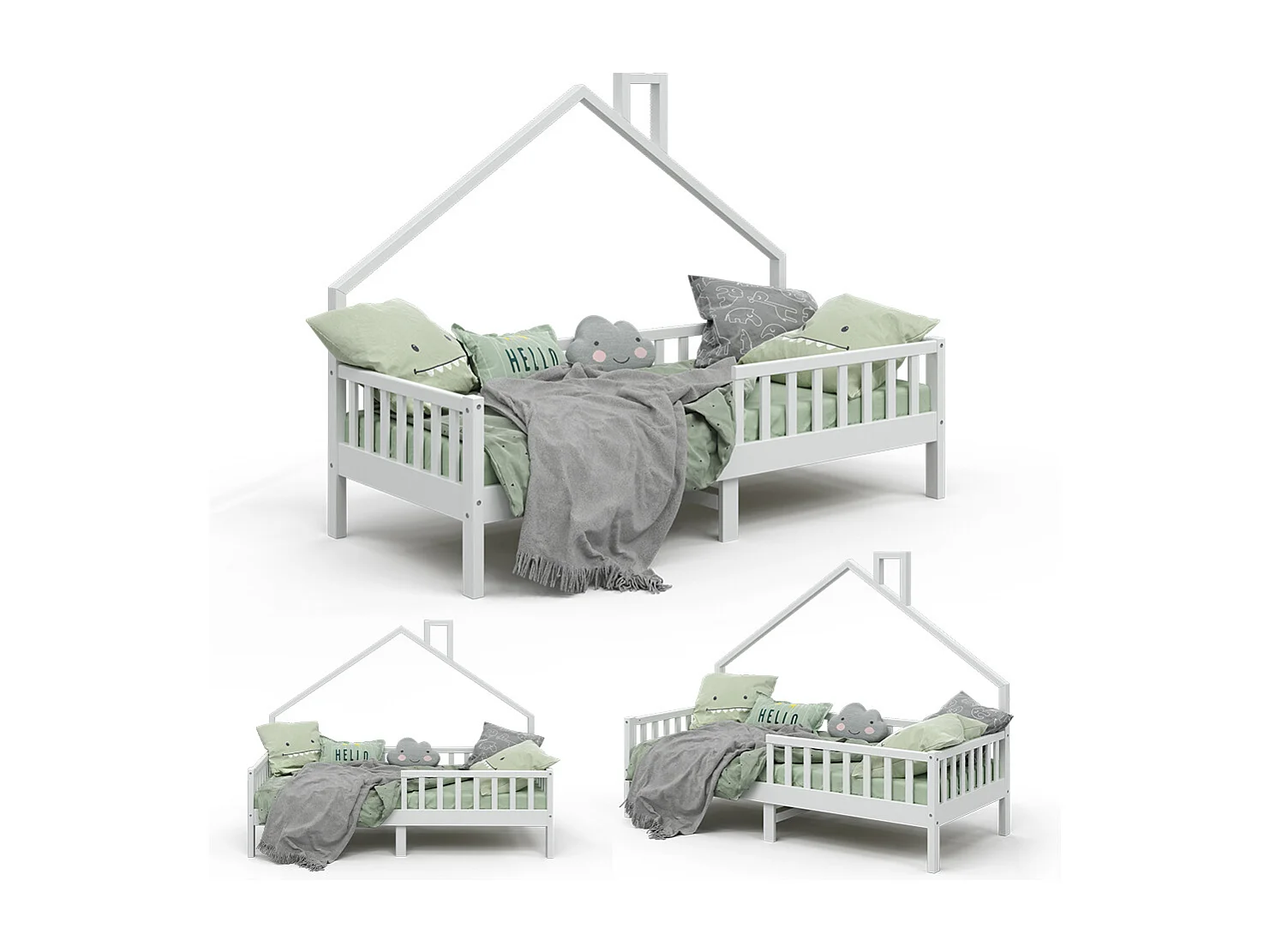 Lit cabane blanc 208x93x155 noemi