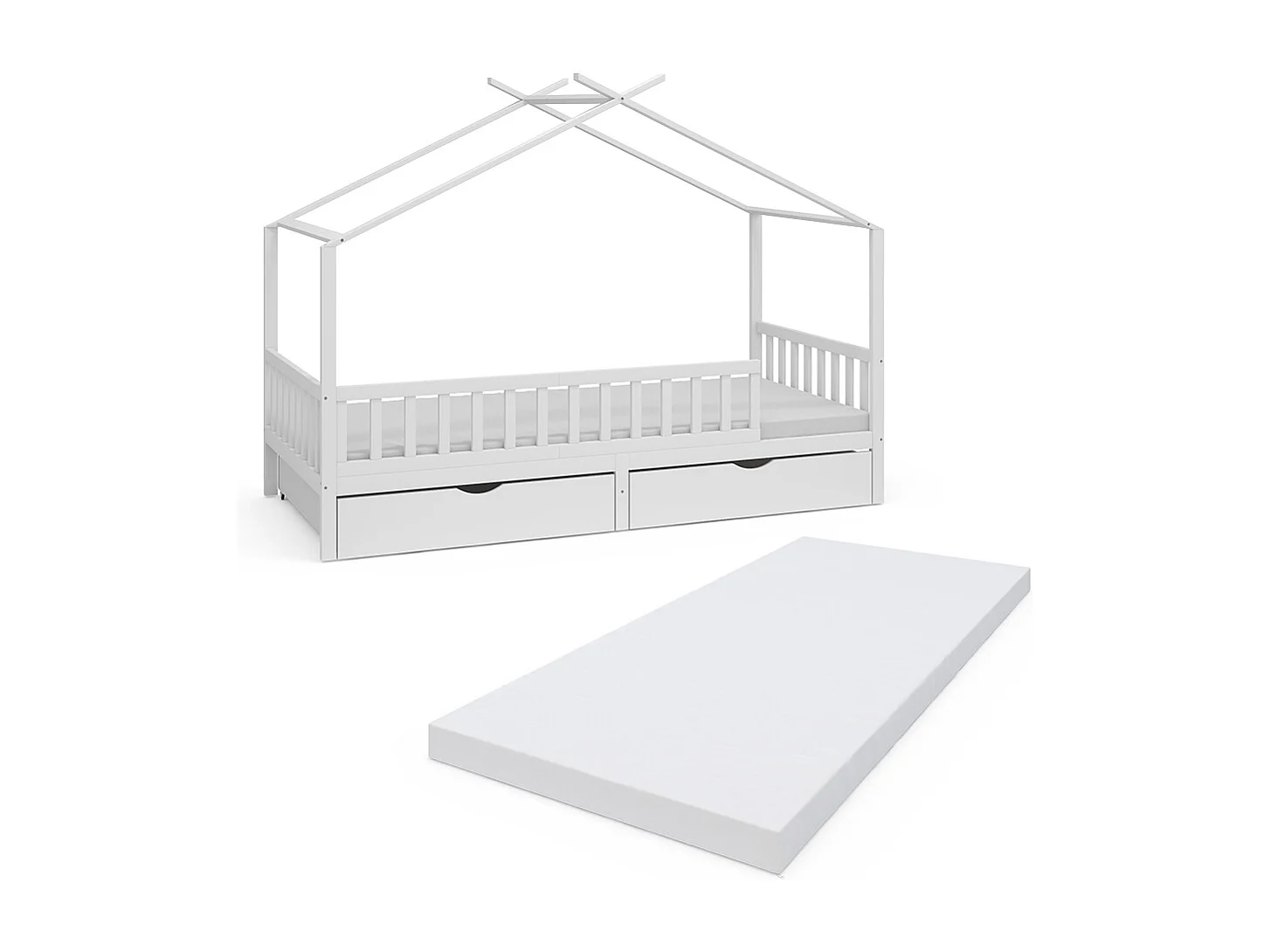 Lit cabane blanc 206x96x155 franka