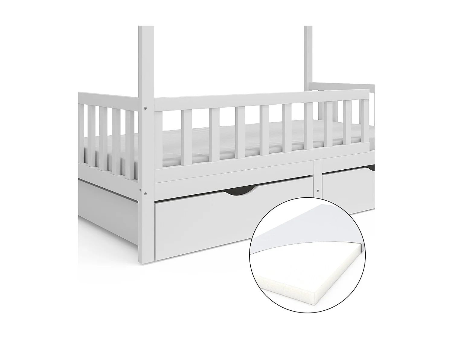 Lit cabane blanc 206x96x155 franka