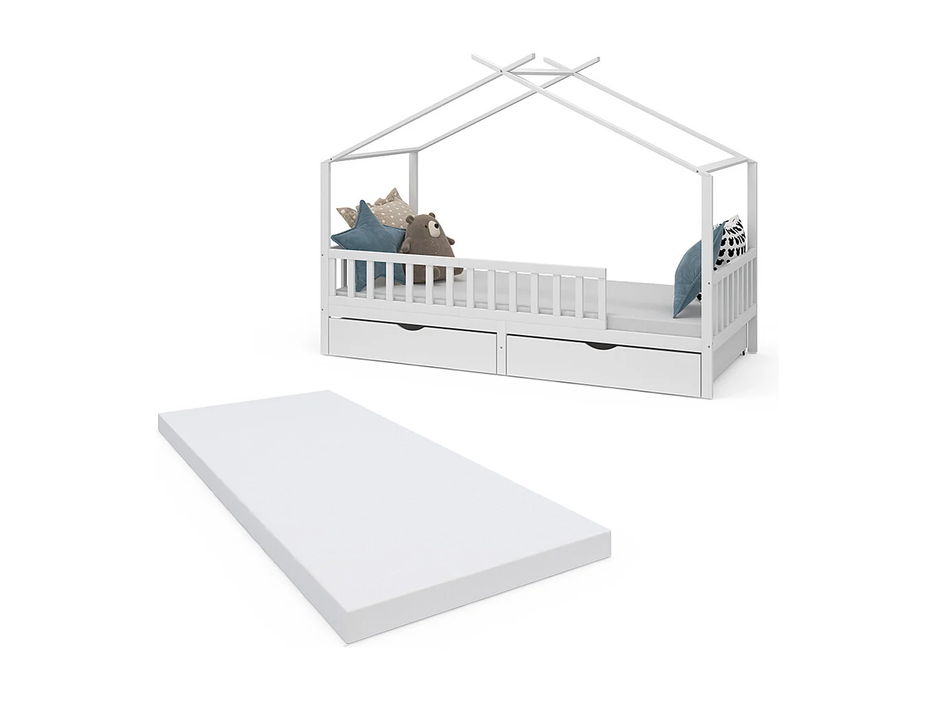 Lit cabane blanc 206x96x155 franka