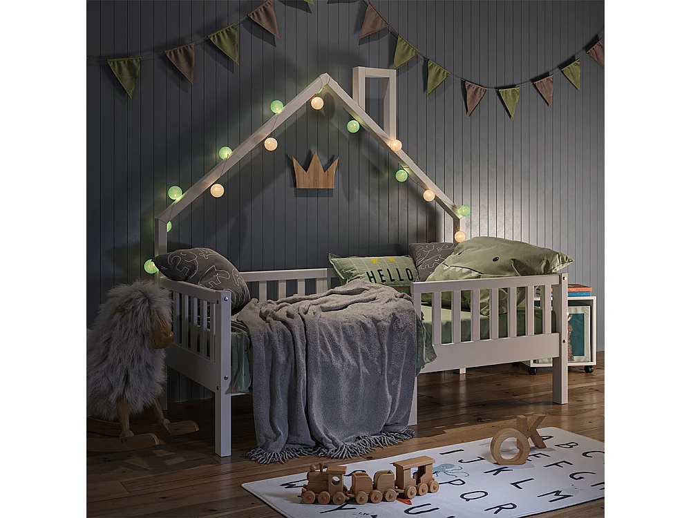 Lit cabane blanc 168x83x155 noemi