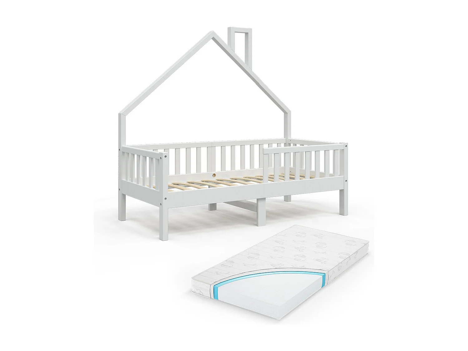 Lit cabane blanc 168x83x155 noemi