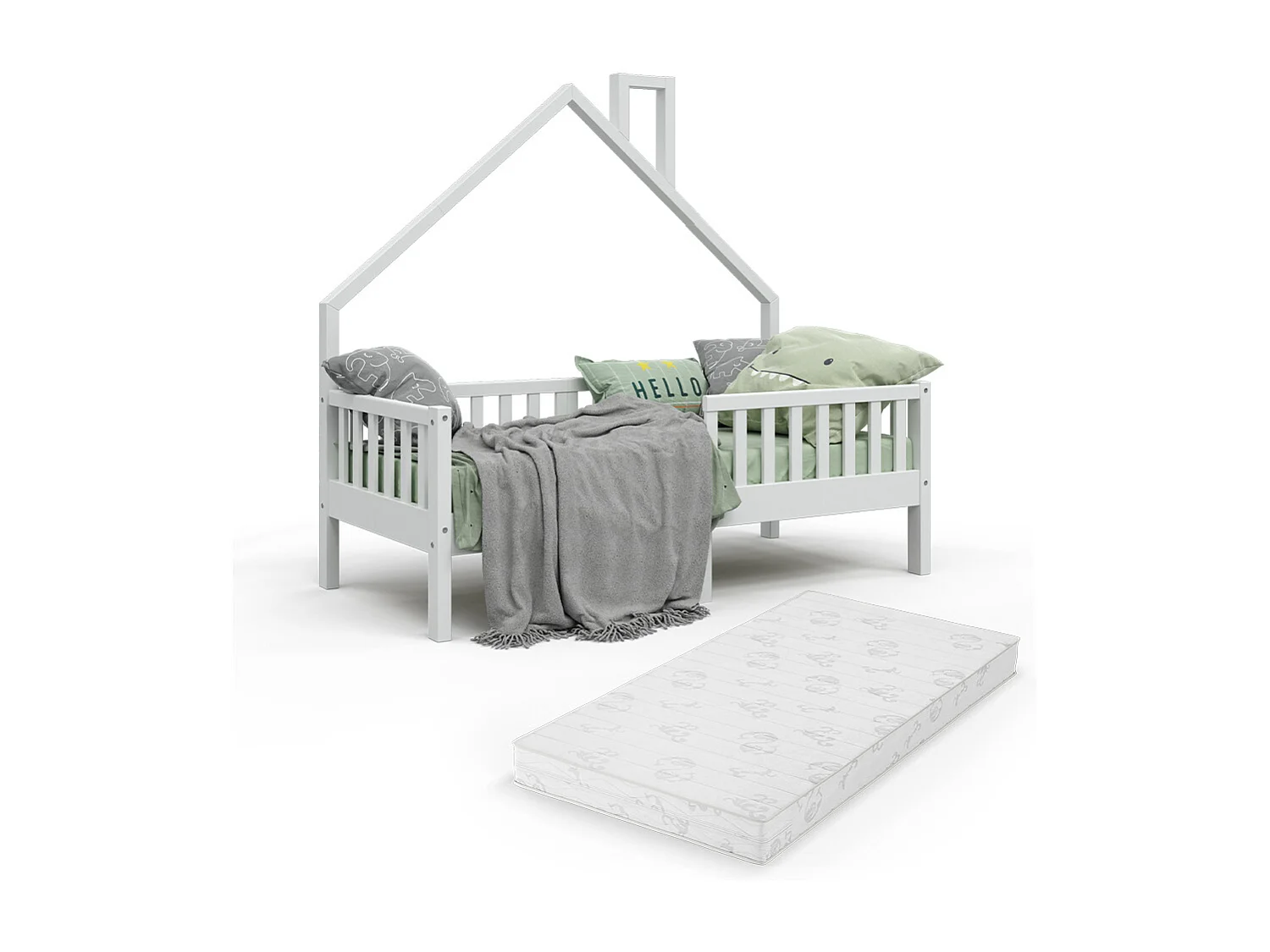 Lit cabane blanc 168x83x155 noemi