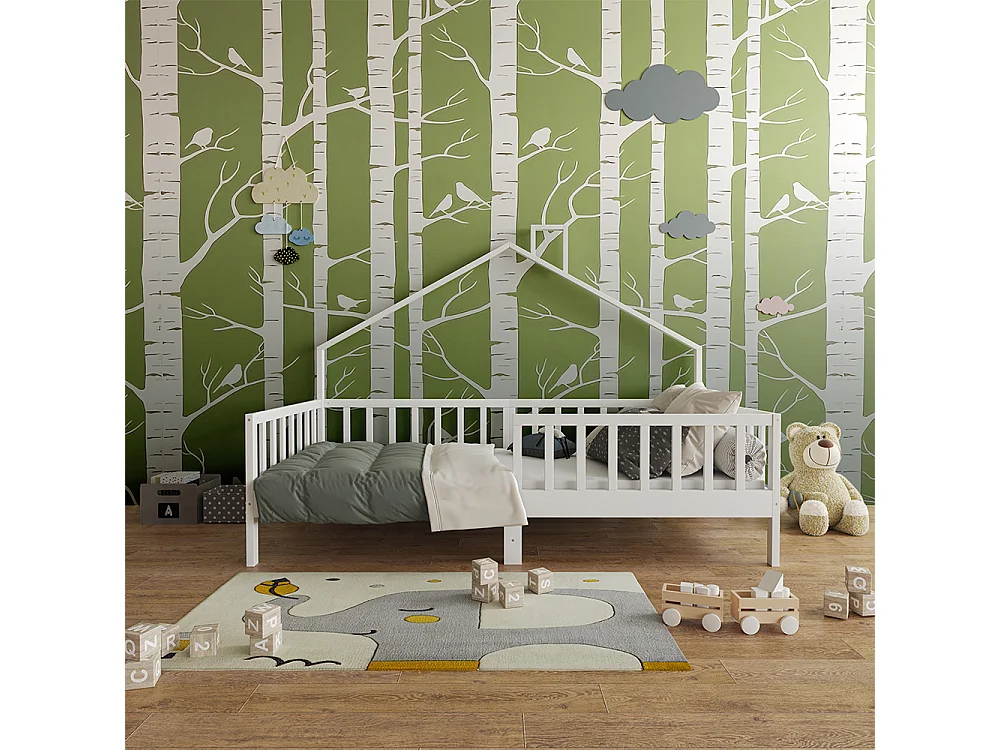 Lit cabane blanc 208x96.5x155 justus