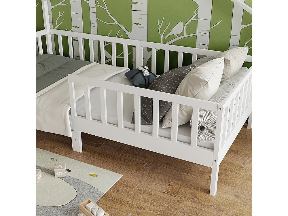 Cama en forma de casa blanco 208x96.5x155 justus