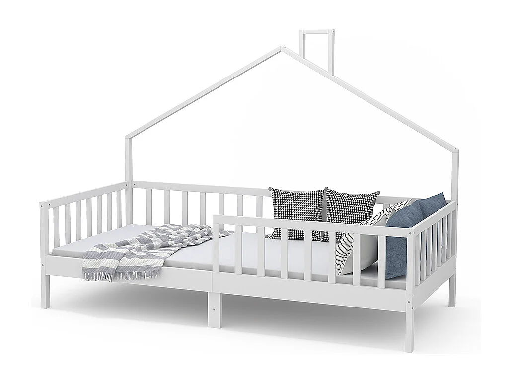 Cama en forma de casa blanco 208x96.5x155 justus