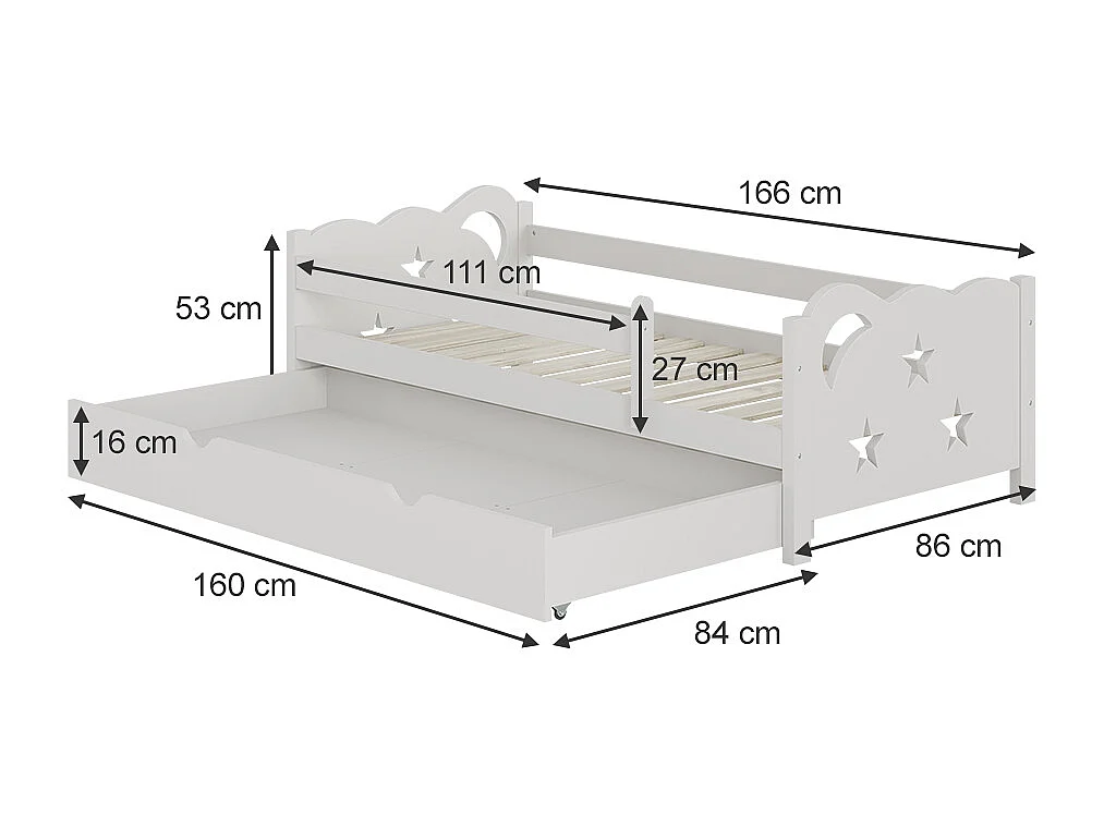 Lit pour enfant blanc 166x86x53 jessica