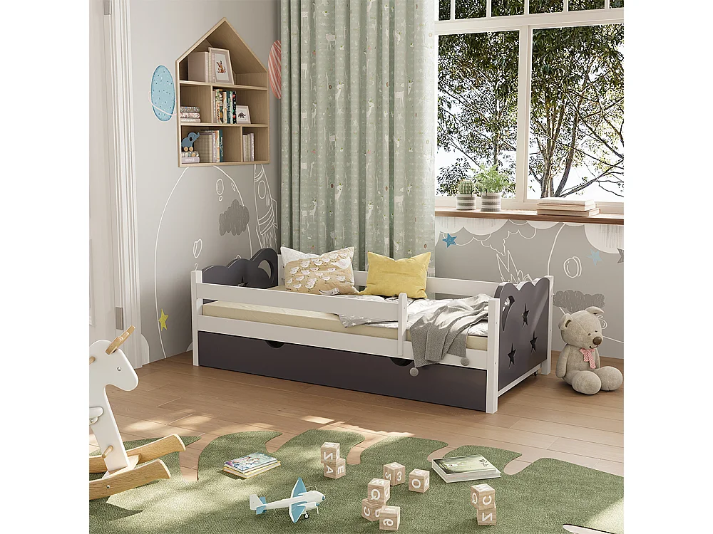 Letto per bambini grigio 166x86x53 jessica