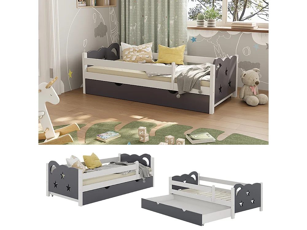 Kids bed grey 166x86x53 jessica