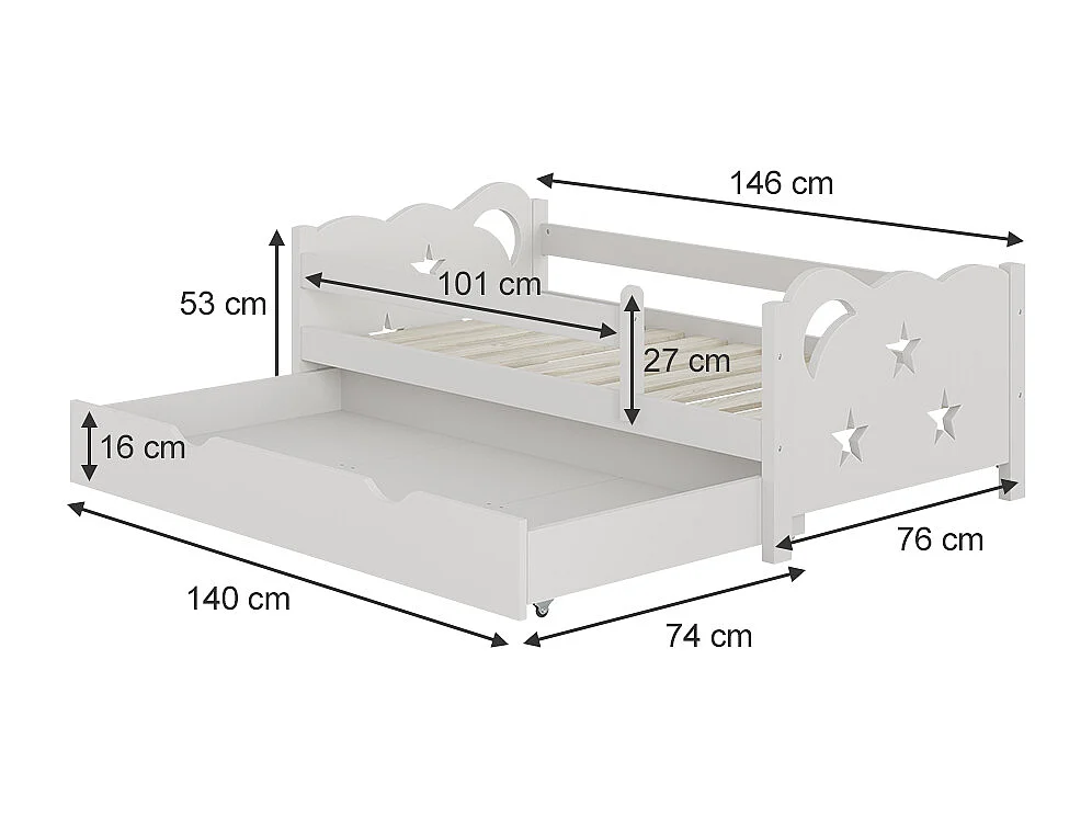 Kinderbett weiß 146x76x53 jessica