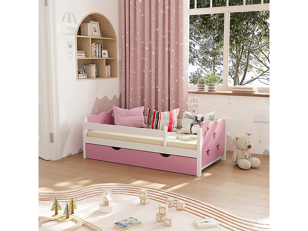 Lit pour enfant rose 146x76x53 jessica
