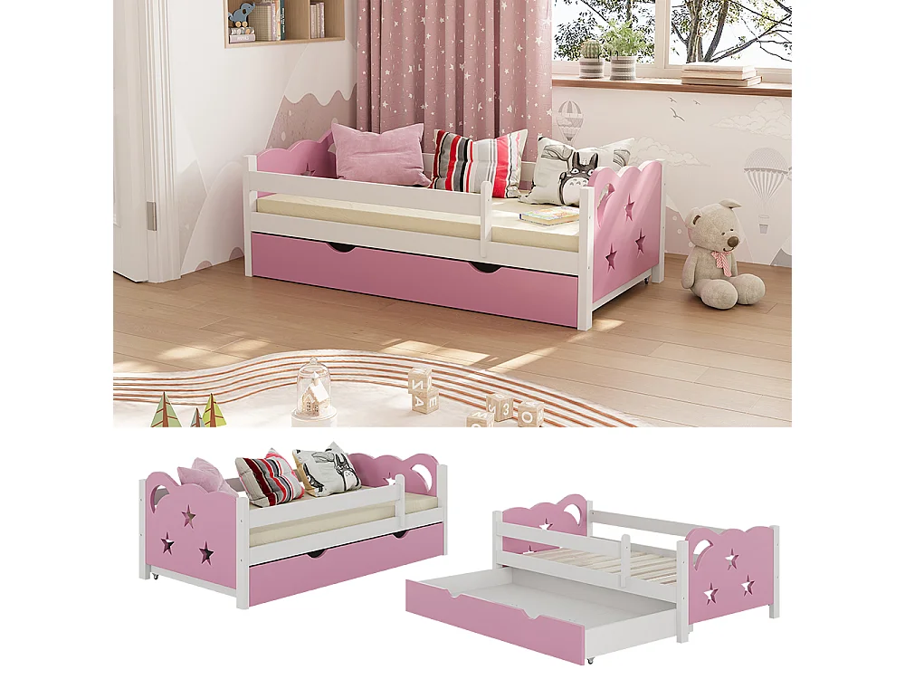 Lit pour enfant rose 146x76x53 jessica
