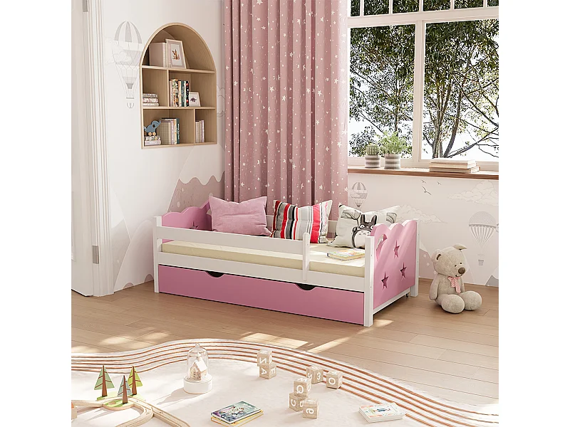 Lit pour enfant rose 146x76x53 jessica