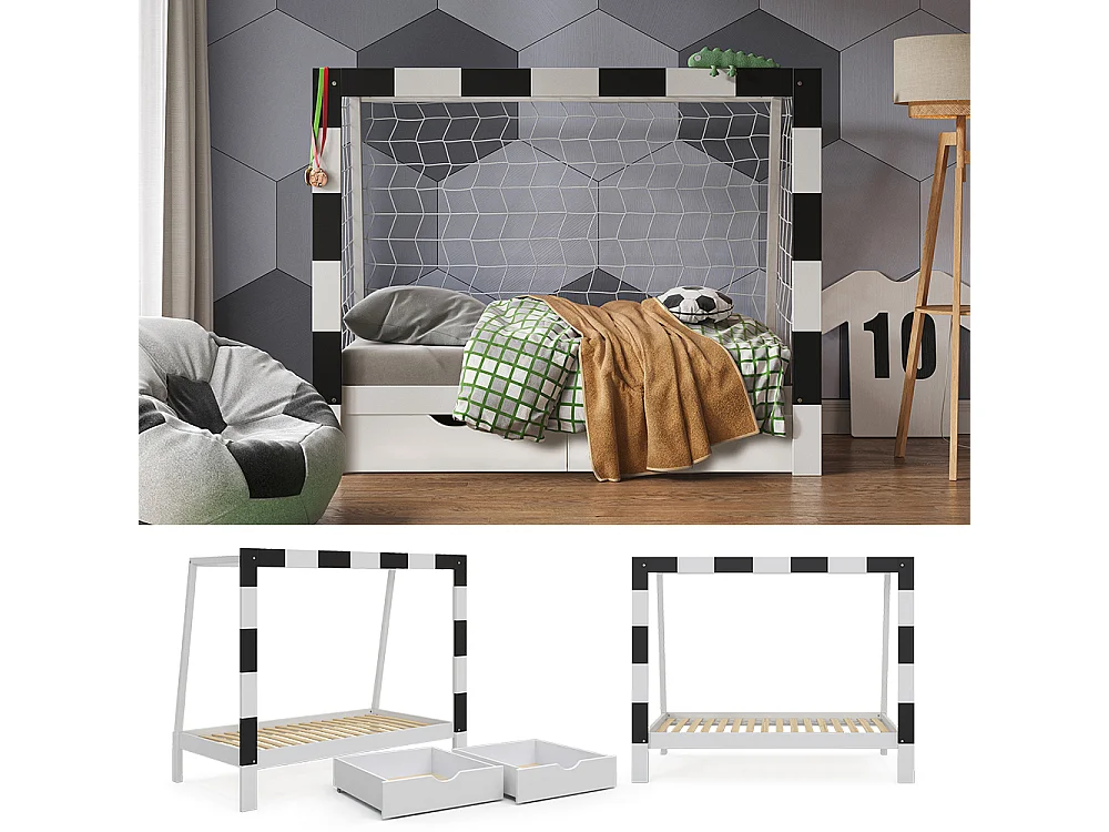 Lit denfant blanc 178x88x142.5 football goal