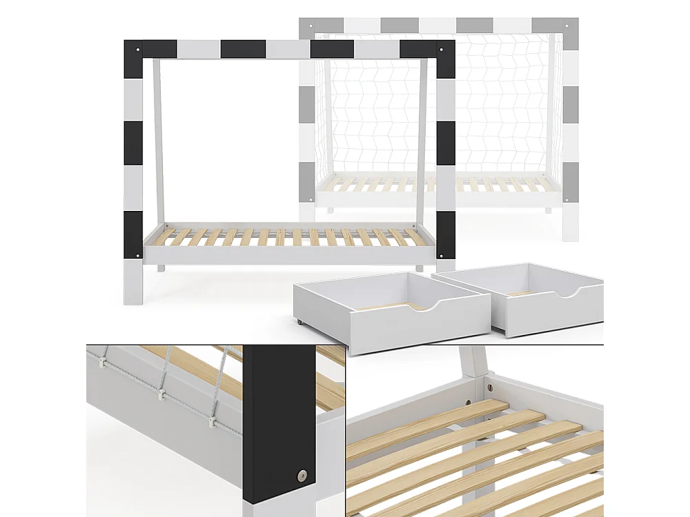 Lit denfant blanc 178x88x142.5 football goal