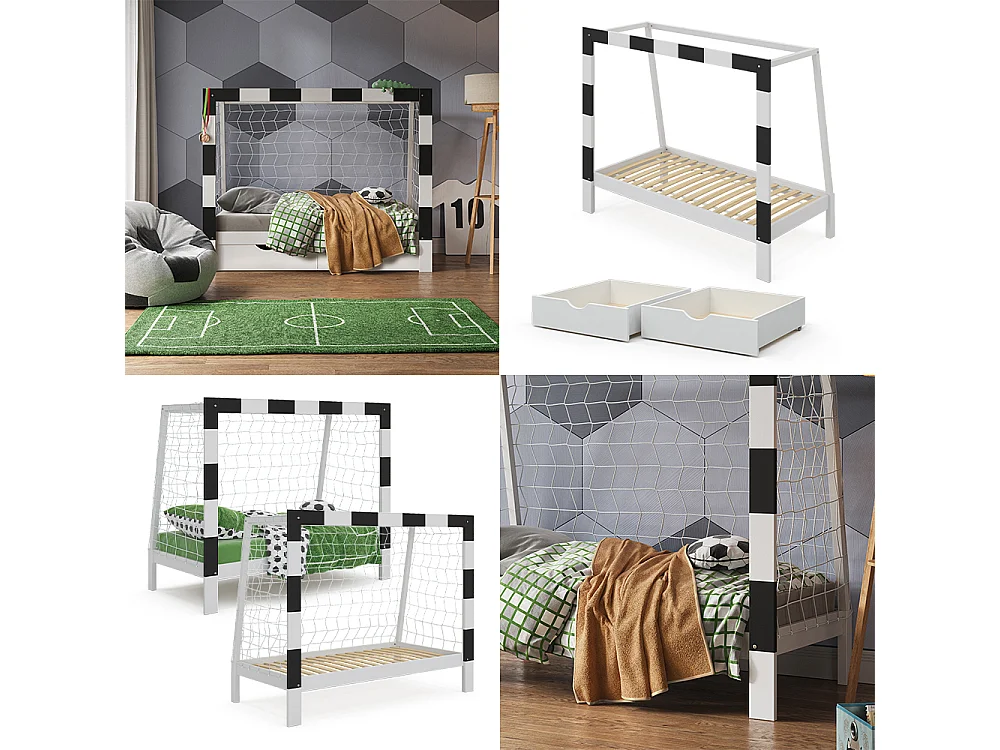 Lit denfant blanc 178x88x142.5 football goal