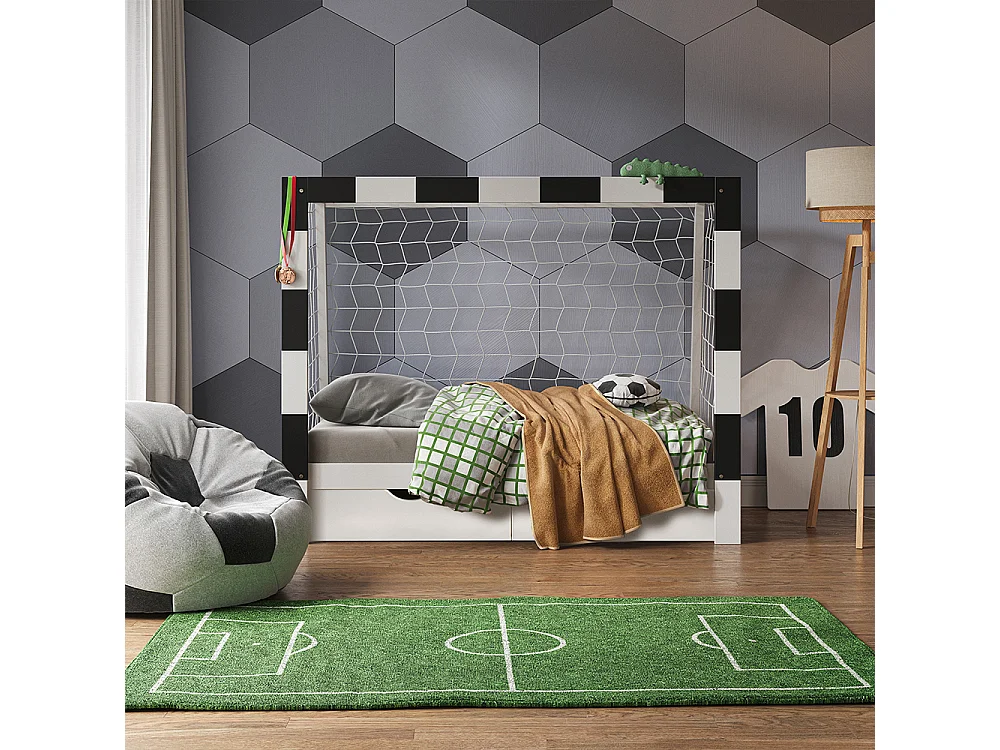 Børneseng hvid 178x88x142.5 football goal