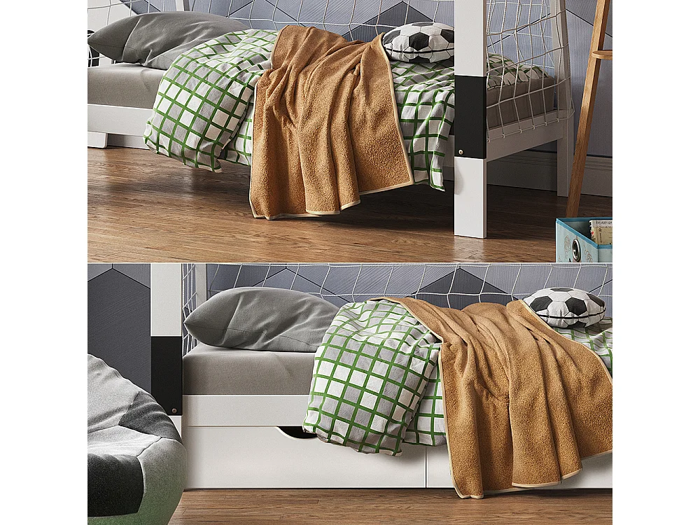 Børneseng hvid 178x88x142.5 football goal