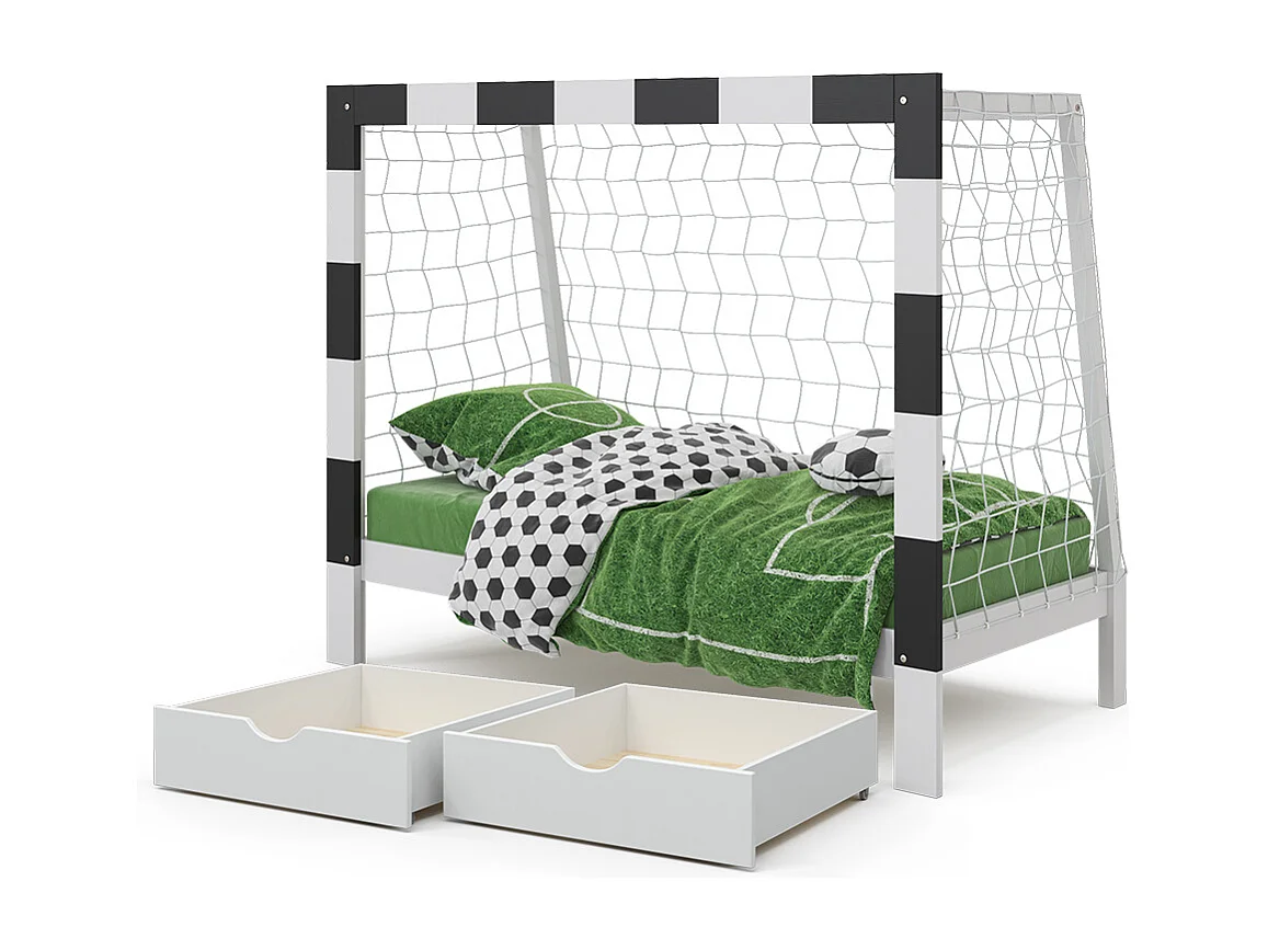 Børneseng hvid 178x88x142.5 football goal