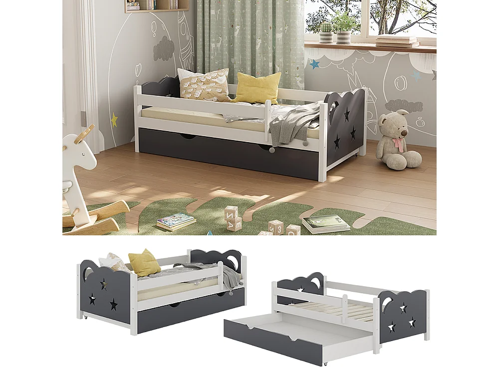 Kids bed grey 146x76x53 jessica