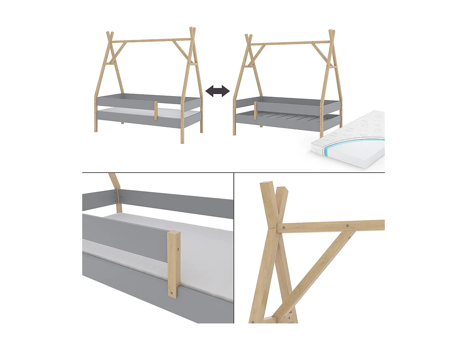 Letto Tipi grigio 166.5x86.5x177.5 bali