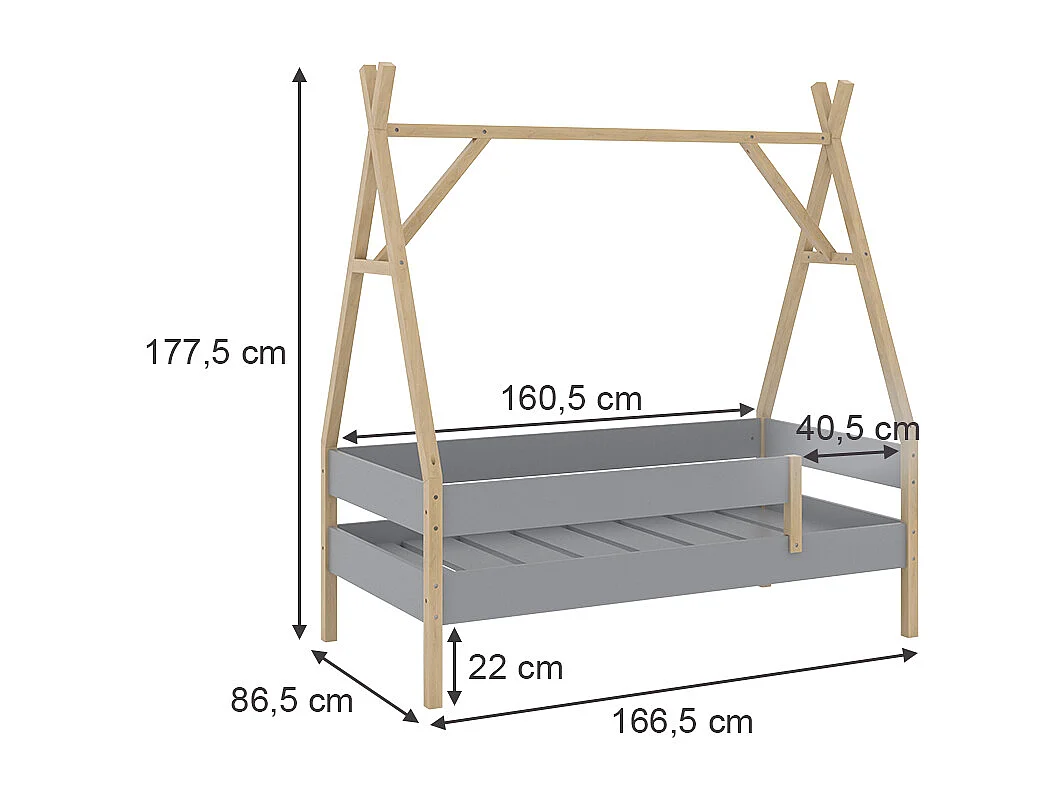 Letto per bambini grigio 166.5x86.5x177.5 bali