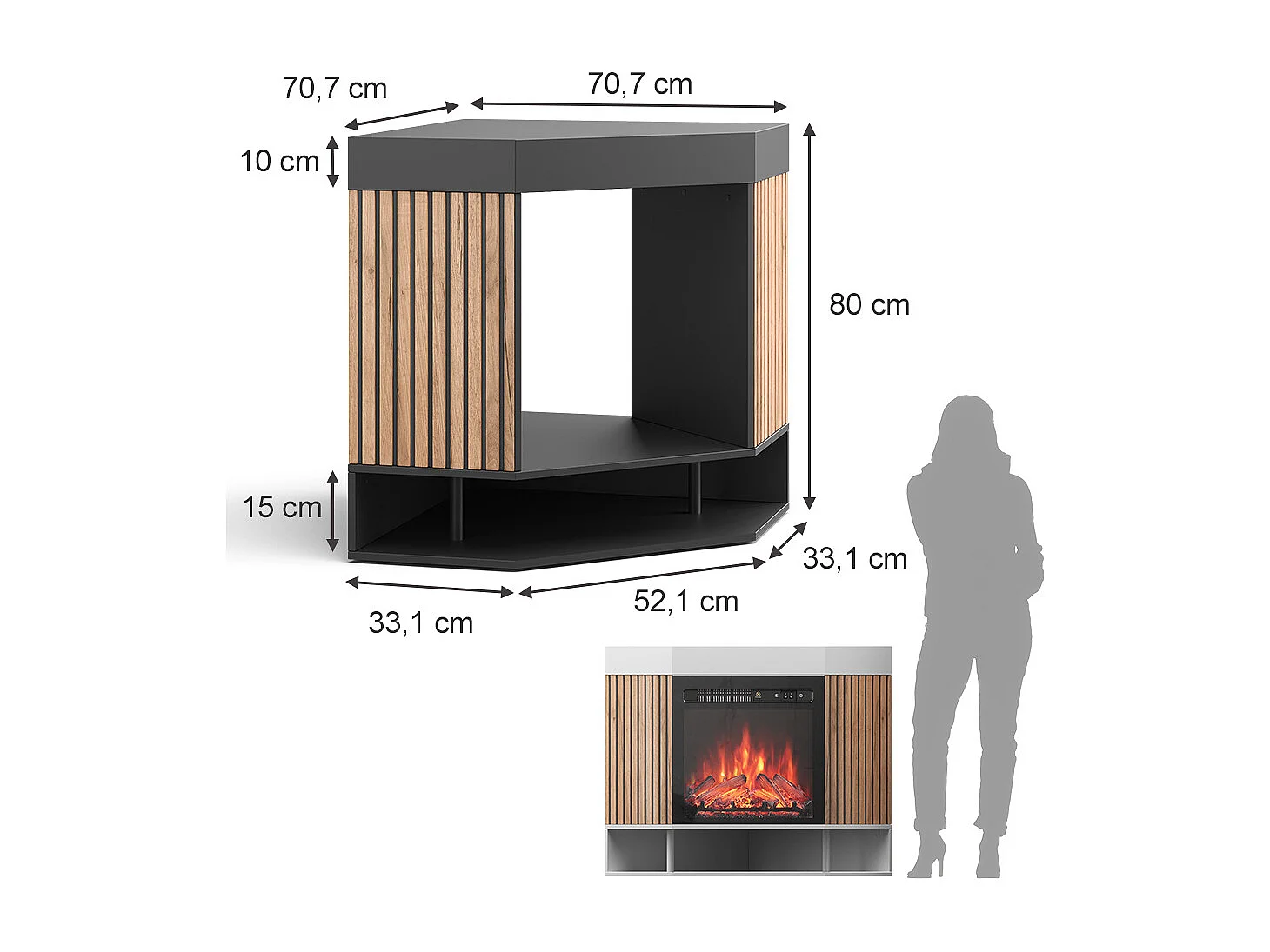 Elektrische haard zwart 100x73x80 lynea