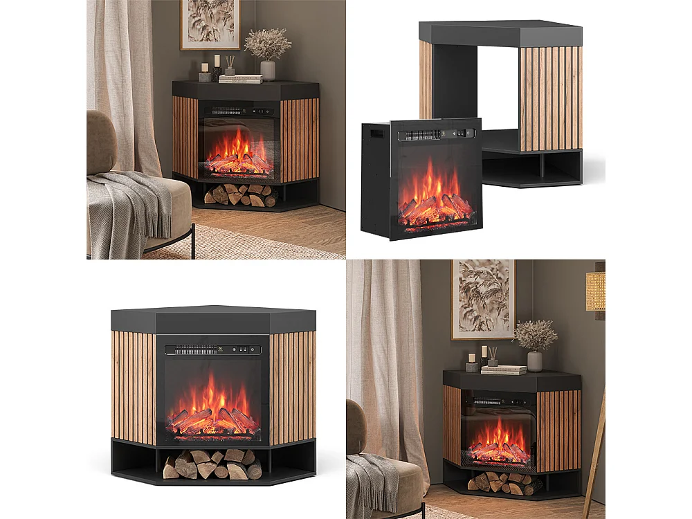 Elektrische haard zwart 100x73x80 lynea